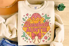 Baseball Auntie PNG, Baseball Aunt, Baseball Ice Cream Drip Product Image 4