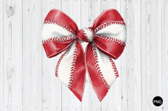 Red White Stitch Baseball Bow PNG, Baseball PNG Product Image 1