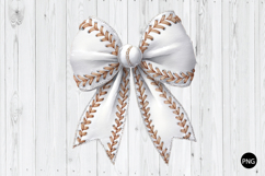 White Stitch Baseball Bow PNG, Baseball PNG Product Image 1