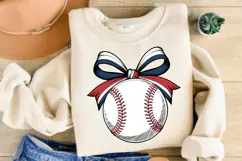 Coquette Bow Baseball PNG, Retro Baseball Bow PNG Product Image 2