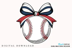 Coquette Bow Baseball PNG, Retro Baseball Bow PNG Product Image 1