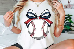 Coquette Bow Baseball PNG, Retro Baseball Bow PNG Product Image 3