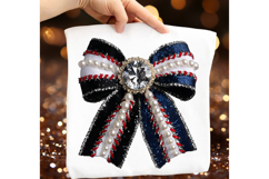 Baseball Bow PNG, Rhinestone Bow Png Product Image 1