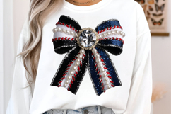 Baseball Bow PNG, Rhinestone Bow Png Product Image 2