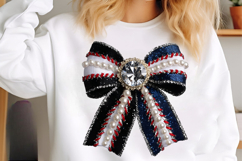 Baseball Bow PNG, Rhinestone Bow Png Product Image 3