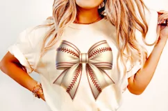 Baseball Coquette PNG, Baseball Bow PNG Sublimation, Sports Product Image 1