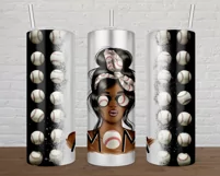 Baseball Afro Mom Tumbler Digital Sublimation Design Product Image 2