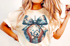 Glitter Baseball Coquette Bow PNG, Baseball PNG Sublimation Product Image 1