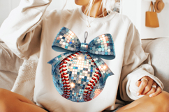 Glitter Baseball Coquette Bow PNG, Baseball PNG Sublimation Product Image 2