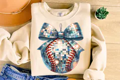 Glitter Baseball Coquette Bow PNG, Baseball PNG Sublimation Product Image 3