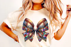 Glitter Baseball Coquette Bow PNG, Baseball PNG Sublimation Product Image 2