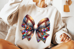 Glitter Baseball Coquette Bow PNG, Baseball PNG Sublimation Product Image 3