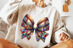 Glitter Baseball Coquette Bow PNG, Baseball PNG Sublimation Product Image 3