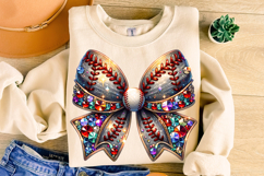Glitter Baseball Coquette Bow PNG, Baseball PNG Sublimation Product Image 1