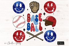 Retro Smiley Glitter Baseball PNG | Baseball PNG Product Image 4