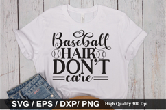 Baseball hair don't care - Game Day SVG Design Product Image 1