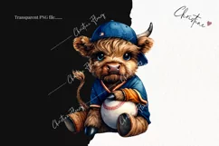 Baseball Highland Cow PNG | Baseball PNG Product Image 2
