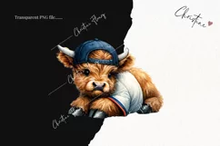 Baseball Highland Cow PNG | Baseball PNG Product Image 2