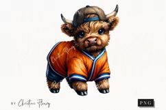 Baseball Highland Cow PNG | Baseball PNG Product Image 1