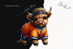 Baseball Highland Cow PNG | Baseball PNG Product Image 2