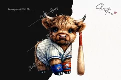 Baseball Highland Cow PNG | Baseball PNG Product Image 2