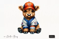 Baseball Highland Cow PNG | Baseball PNG Product Image 1