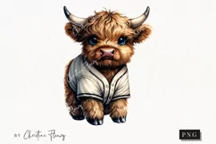Baseball Highland Cow PNG | Baseball PNG Product Image 1