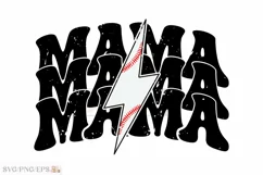 Retro Lightning Bolt Baseball Mama PNG T-shirt Design Product Image 1