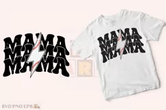 Retro Lightning Bolt Baseball Mama PNG T-shirt Design Product Image 2