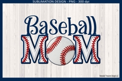 Baseball Mom Faux Embroidery - Spring Sports Sublimation PNG Product Image 1