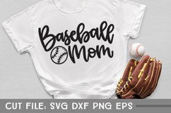 Baseball Mom, Baseball, Hand Lettered SVG Product Image 1