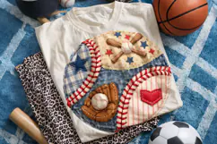 Baseball Patchwork PNG, Baseball Clipart PNG, Faux Yarn PNG Product Image 2