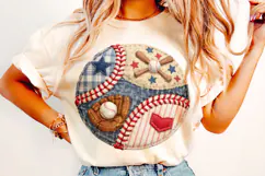 Baseball Patchwork PNG, Baseball Clipart PNG, Faux Yarn PNG Product Image 3