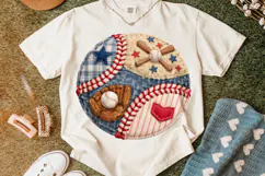 Baseball Patchwork PNG, Baseball Clipart PNG, Faux Yarn PNG Product Image 5
