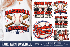 Baseball PNG, Faux Yarn Baseball PNG, Baseball Mama PNG, Product Image 1