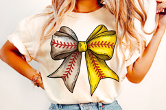 Baseball Softball Coquette Bow PNG, Baseball Bow, Softball Product Image 2