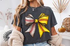 Baseball Softball Coquette Bow PNG, Baseball Bow, Softball Product Image 4