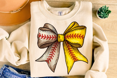 Baseball Softball Coquette Bow PNG, Baseball Bow, Softball Product Image 1