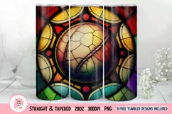Baseball Stained Glass Tumbler Wrap, Baseball Png, Softball Tumbler