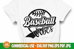 Baseball Vibes SVG Cut File, Mom Shirt, Sports SVG, PNG, DXF Product Image 1