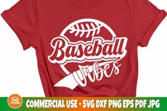 Baseball Vibes SVG Cut File, Mom Shirt, Sports SVG, PNG, DXF Product Image 3