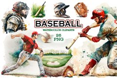 Baseball watercolor clipart Product Image 1