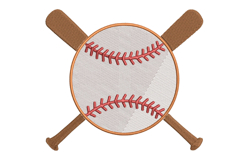 Baseball with Crossed Bats Embroidery Design Product Image 1