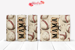 Vintage Baseball Mama| Mom | 20oz Tumbler Sublimation Wrap Product Image 1