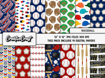 Baseball Digital Paper and Clipart png, Baseball clipart Product Image 2
