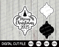 Merry Christmas 2025 SVG, Arabesque Ornament, Xmas 2025 SVG Product Image 3
