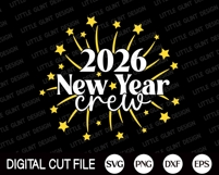 New Year Crew 2026 SVG | Retro New Year Sweatshirt PNG Product Image 2
