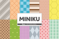 Basic digital paper set with neutral geometric designs