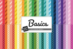 rainbow basics digital paper set with stripes dots and hearts