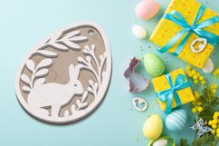 Easter Tag with Rabbit Ornament, Laser Cut Template Product Image 2